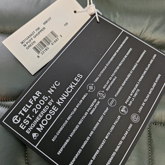 Telfar Moose Knuckles Army Green Puffer Medium Shopping Bag - Picture 6 of 8